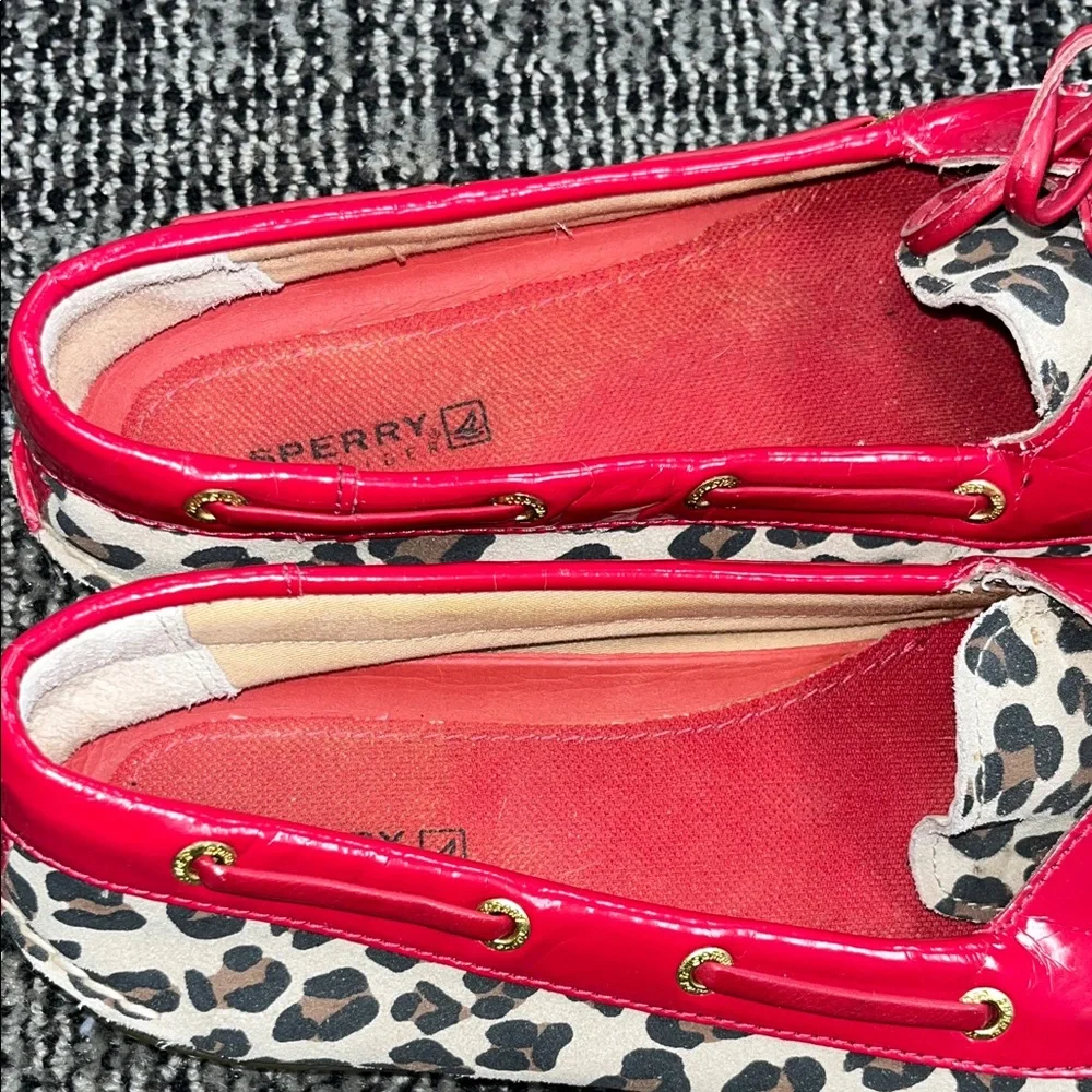 SPERRY SUEDE LEOPARD DRIVING LOAFERS WOMENS 8M - Picture 2 of 4